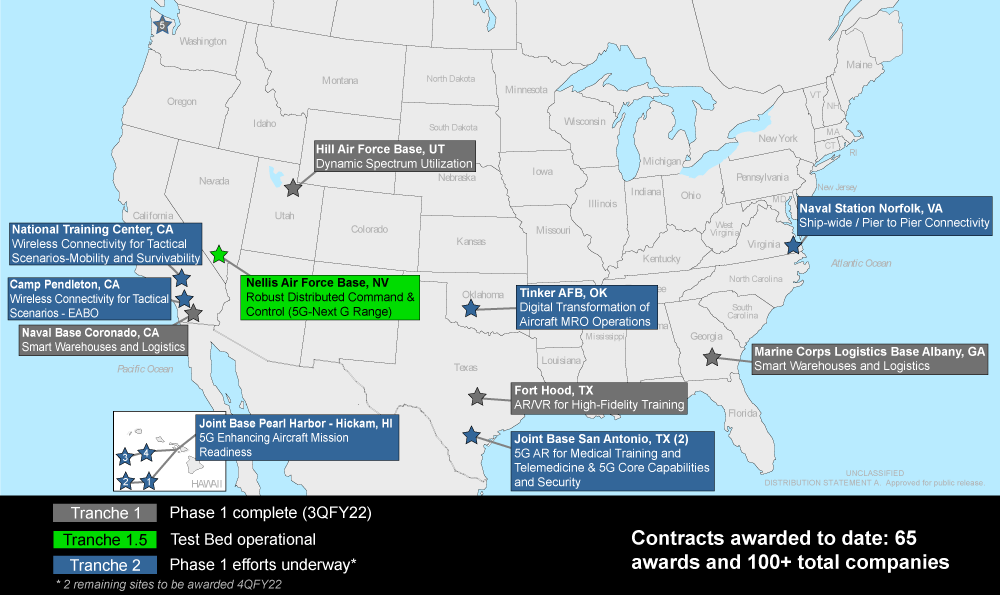 5G-map-usa-unclass-distro-a Map of 5G Experiments at 16* Locations