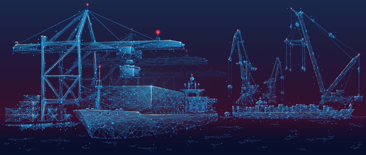 vector art shipyard and cranes