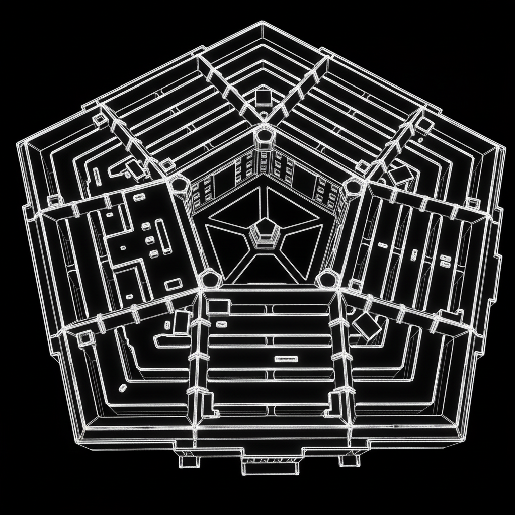 wireframe, pentagon, dark, 