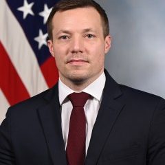 William Pratt poses for an official portrait in the Army Portrait Studio at the Pentagon, Arlington Virginia Feb. 27 2026 (Photo by Antonio Turner)