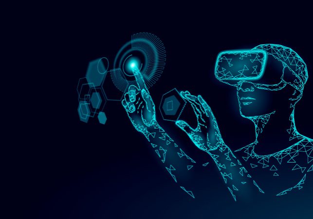 Person Wearing Augmented Reality Glasses Vector Illustration