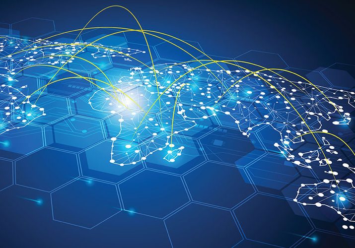 Stock Image of Continents Over a Grid