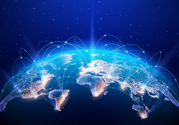 earth_worldwide_network_vector_illustration earth covered by a network